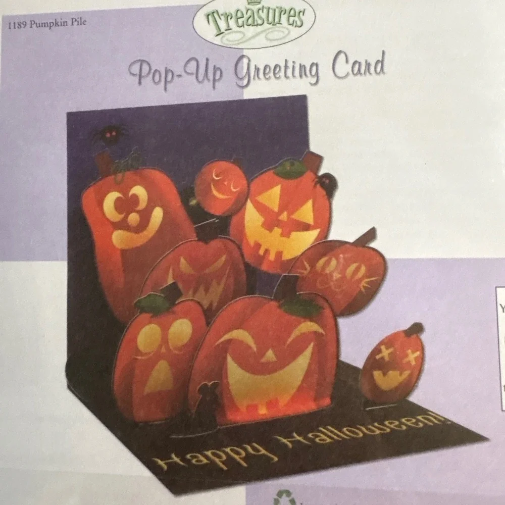 2 Treasures Halloween Pop Up Greeting Cards Pumpkin Candy Treats New‎ Sealed
